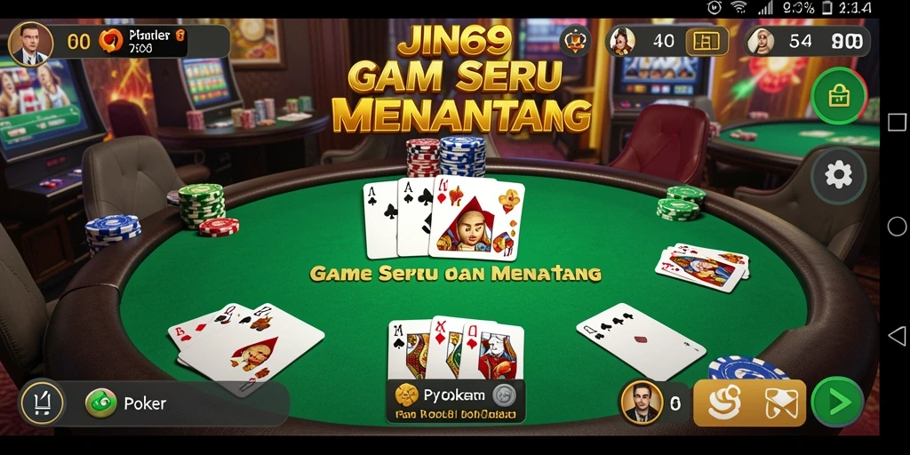 Antarmuka permainan Poker JIN69 yang menarik dan interaktif.