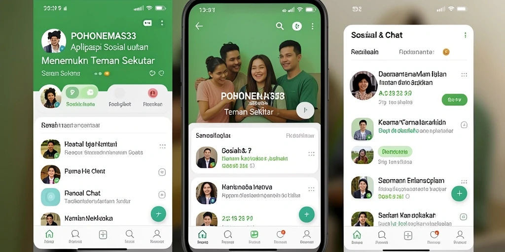 Tampilan antarmuka POHONEMAS33 untuk mencari teman sekitar.