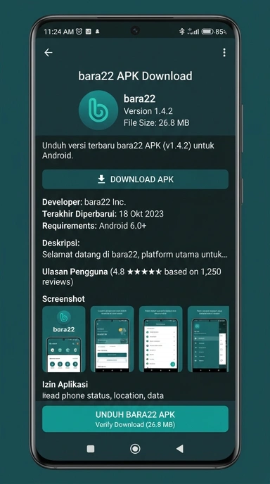 Tampilan halaman APK bara22