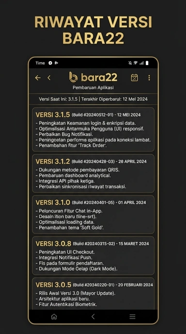 Tampilan riwayat versi bara22